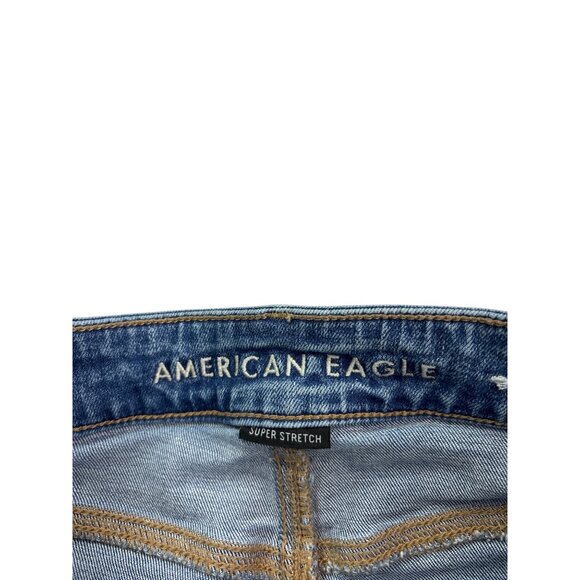 American Eagle Outfitters Hi-Rise Mini Denim Skirt Super Stretch Distressed 0 - Picture 3 of 5